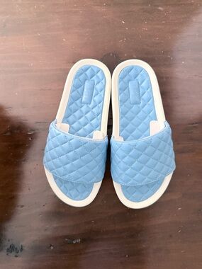 APL Quilted Light Blue Slide Sandals